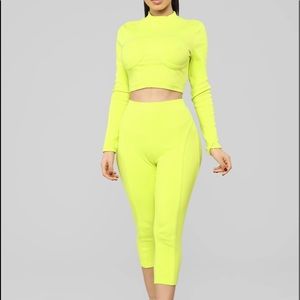 Future Is Now Babe Capri Set - Neon Yellow